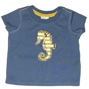 Hanna Andersson Blue Seahorse Short Sleeve Shirt Size 60 US 3-6M